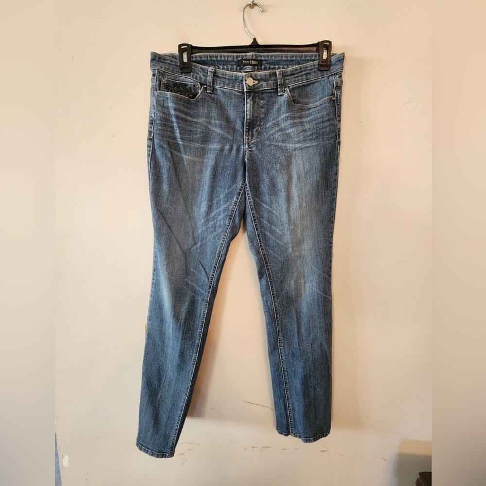 White House Black Market Jeans Womens 12R NOIR Blue Denim Straight